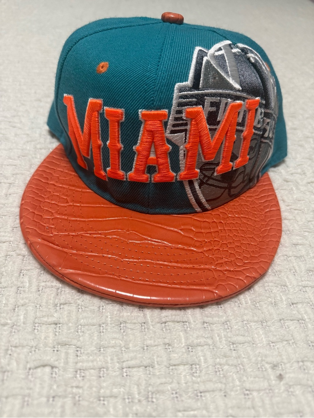 Miami Dolphins NFL snapback cap with crocodile-embossed brim